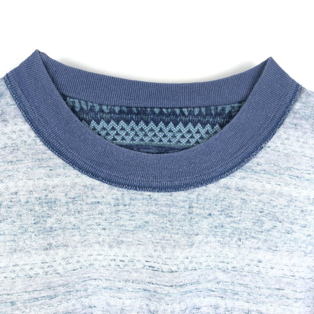 90'S Ocean Pacific all-over striped short-sleeved T-shirt, made in USA, men's size L equivalent, vintage. cotton Blue type light blue Vintage Second Hand