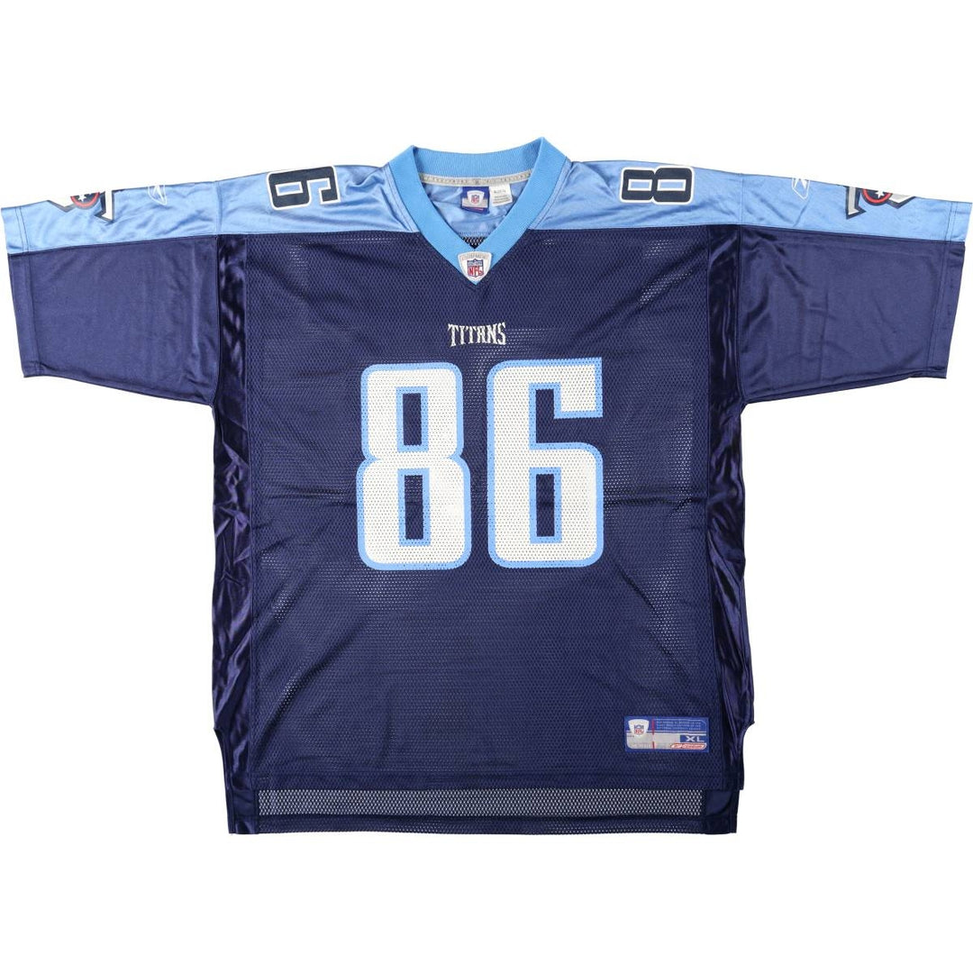 Reebok NFL Tennessee Titans V-Neck Mesh Five-Quarter Sleeve Game Shirt Football Shirt Men's XL (approx.) Nylon navy blue type Vintage Second Hand