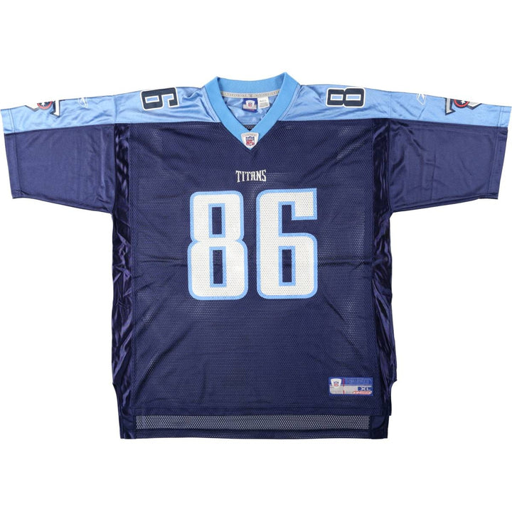Reebok NFL Tennessee Titans V-Neck Mesh Five-Quarter Sleeve Game Shirt Football Shirt Men's XL (approx.) Nylon navy blue type Vintage Second Hand