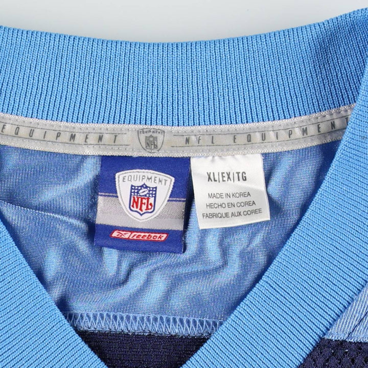 Reebok NFL Tennessee Titans V-Neck Mesh Five-Quarter Sleeve Game Shirt Football Shirt Men's XL (approx.) Nylon navy blue type Vintage Second Hand