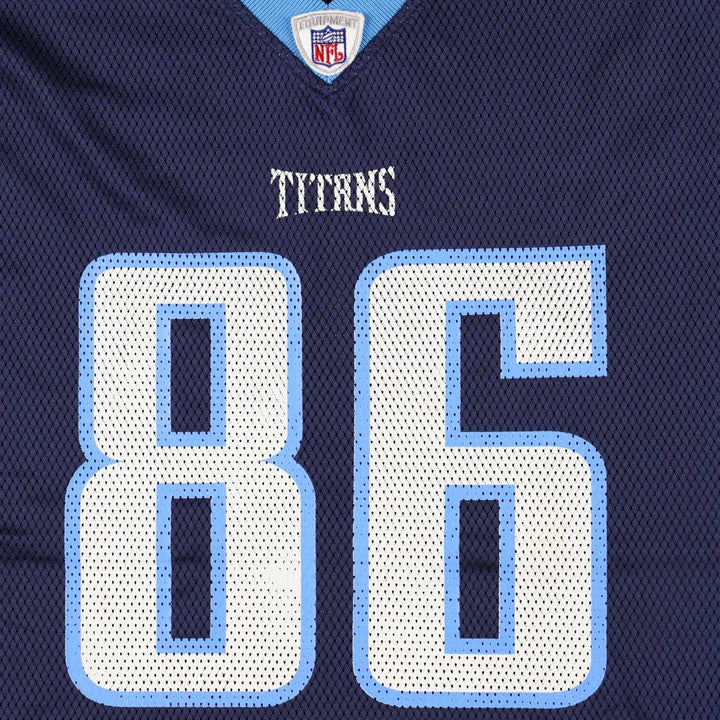 Reebok NFL Tennessee Titans V-Neck Mesh Five-Quarter Sleeve Game Shirt Football Shirt Men's XL (approx.) Nylon navy blue type Vintage Second Hand