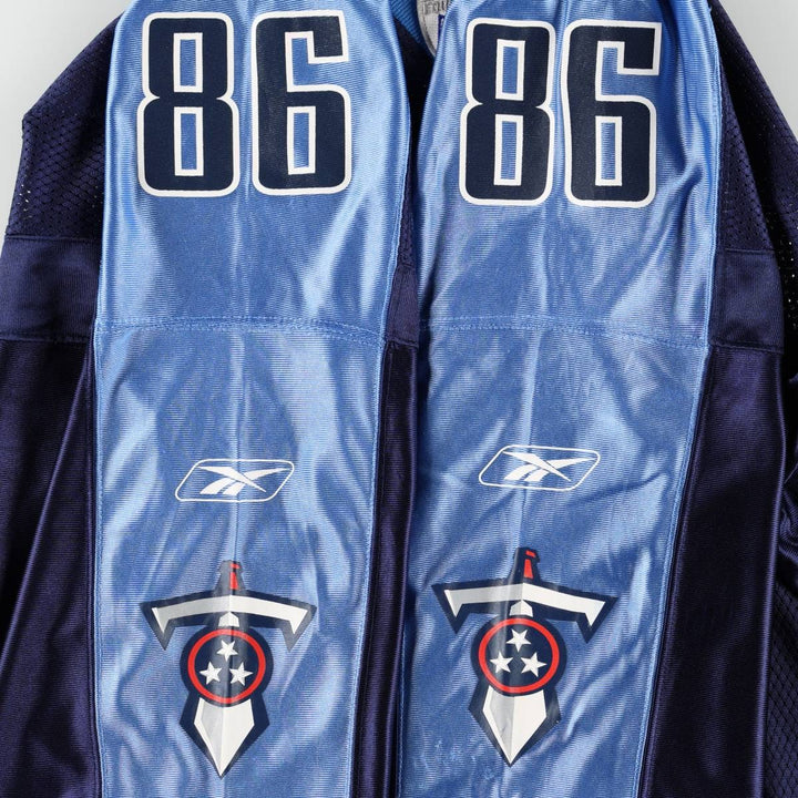 Reebok NFL Tennessee Titans V-Neck Mesh Five-Quarter Sleeve Game Shirt Football Shirt Men's XL (approx.) Nylon navy blue type Vintage Second Hand