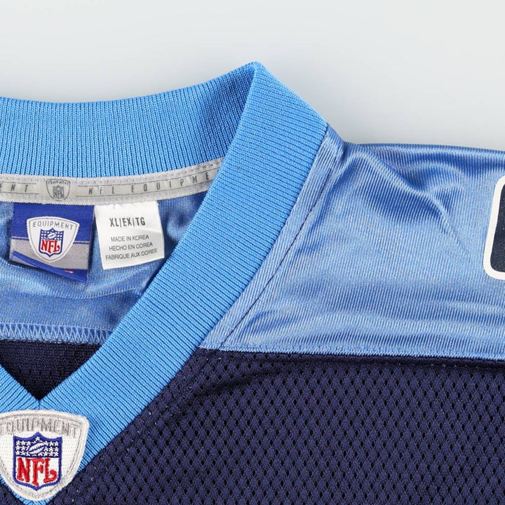 Reebok NFL Tennessee Titans V-Neck Mesh Five-Quarter Sleeve Game Shirt Football Shirt Men's XL (approx.) Nylon navy blue type Vintage Second Hand