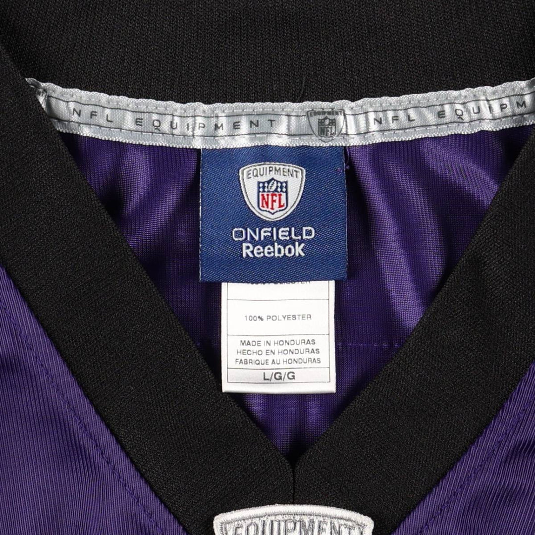 Reebok ONFIELD NFL Baltimore Ravens Five-Quarter Sleeve V-Neck Mesh Game Shirt Football Shirt Men's Size L (approx.) polyester purple type Vintage Second Hand