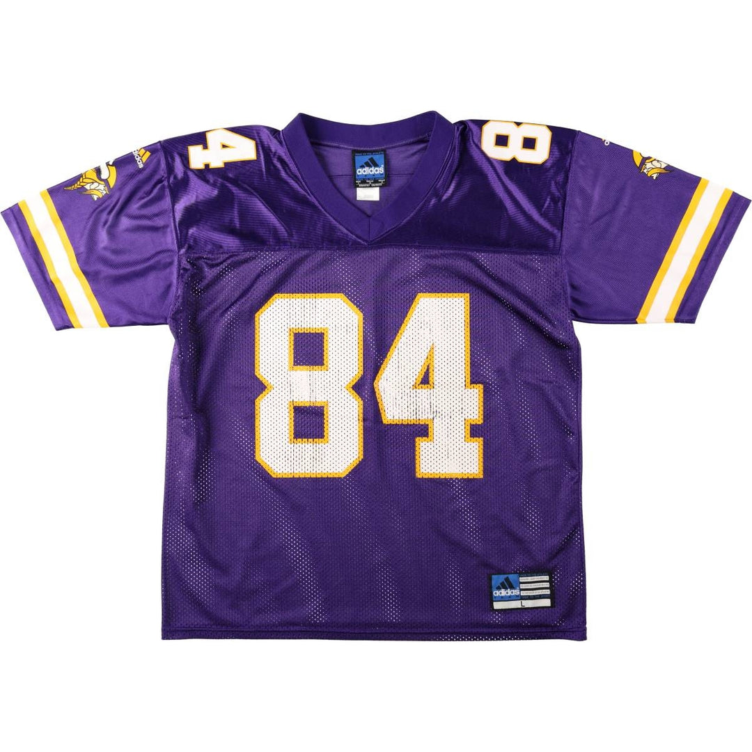 90'S Adidas TEAM NFL Minnesota Vikings Mesh V-Neck Five-Quarter Sleeve Game Shirt Football Shirt Made in Canada polyester purple type Vintage Second Hand