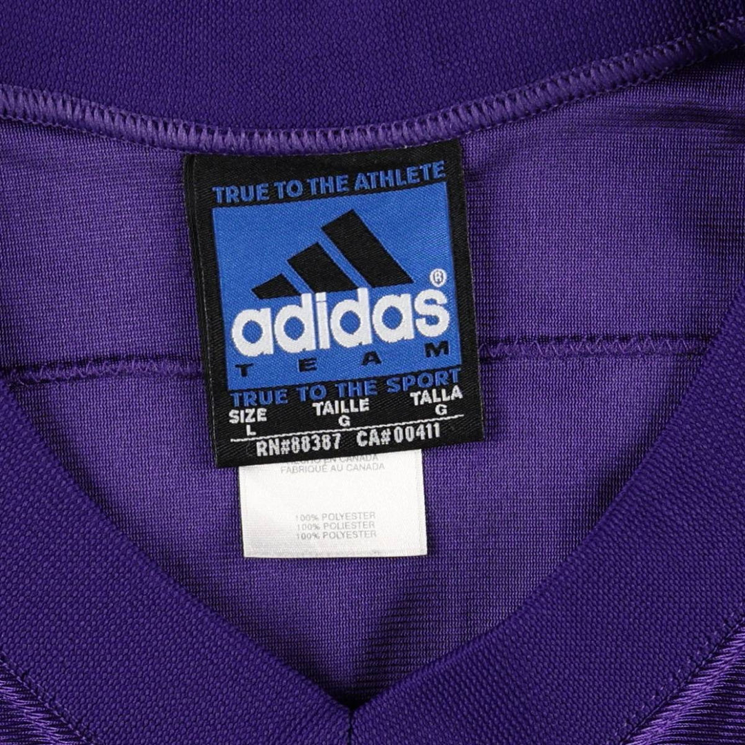 90'S Adidas TEAM NFL Minnesota Vikings Mesh V-Neck Five-Quarter Sleeve Game Shirt Football Shirt Made in Canada polyester purple type Vintage Second Hand