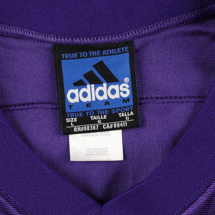 90'S Adidas TEAM NFL Minnesota Vikings Mesh V-Neck Five-Quarter Sleeve Game Shirt Football Shirt Made in Canada polyester purple type Vintage Second Hand