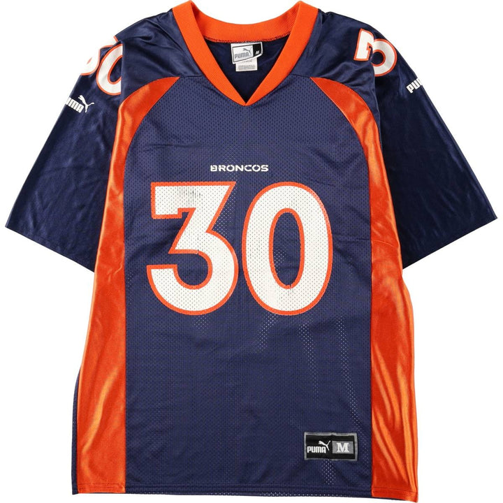 90s-00'S Puma NFL Denver Broncos V-neck Mesh Five-quarter Sleeve Game Shirt Football Shirt Men's Size M (approx.) Nylon navy blue type Vintage Second Hand