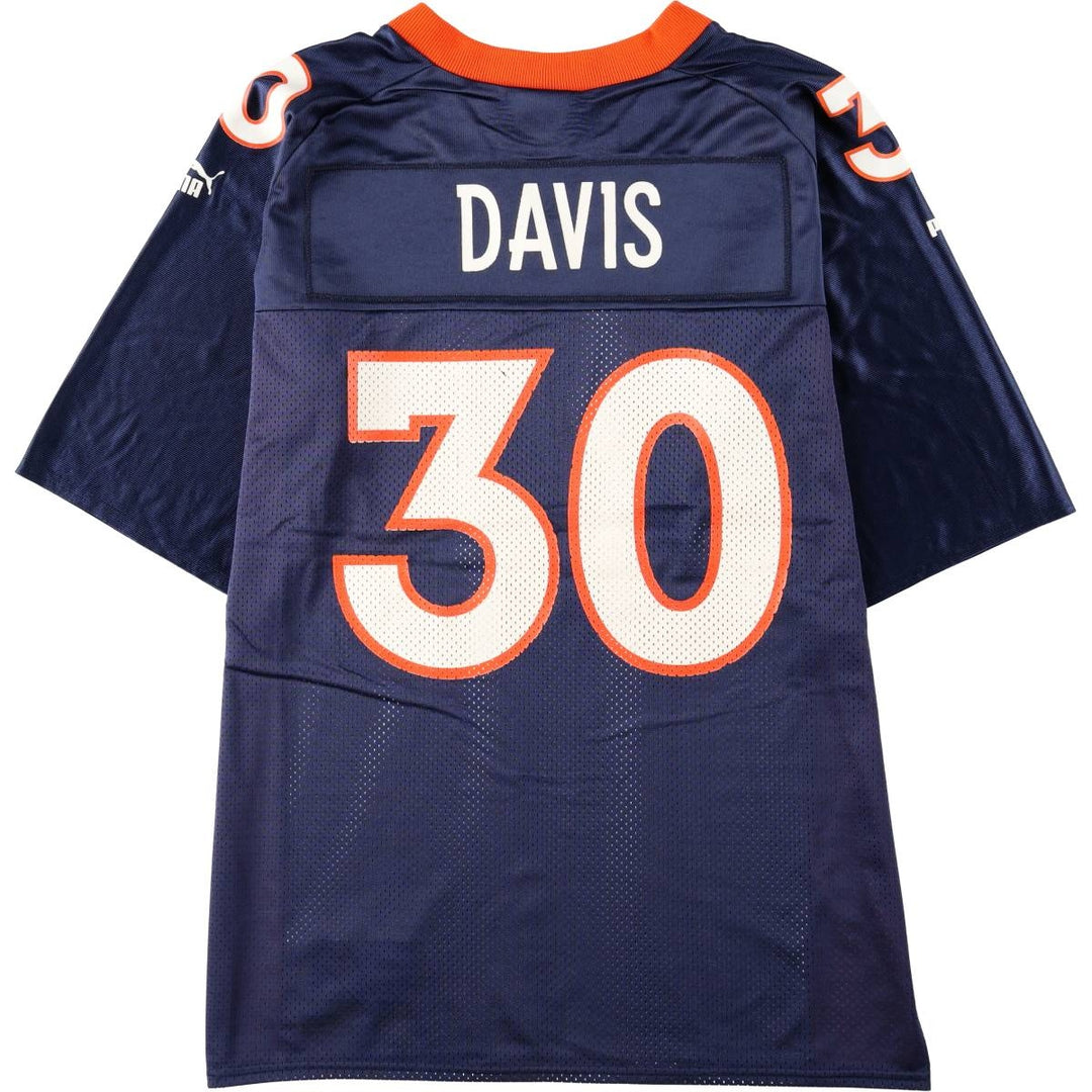 90s-00'S Puma NFL Denver Broncos V-neck Mesh Five-quarter Sleeve Game Shirt Football Shirt Men's Size M (approx.) Nylon navy blue type Vintage Second Hand