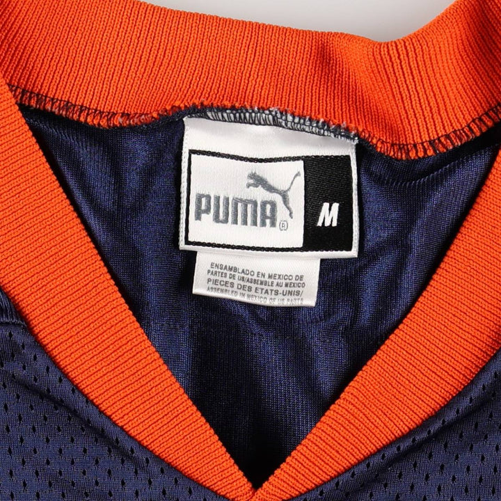 90s-00'S Puma NFL Denver Broncos V-neck Mesh Five-quarter Sleeve Game Shirt Football Shirt Men's Size M (approx.) Nylon navy blue type Vintage Second Hand