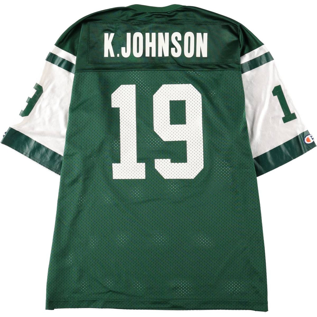 90'S Champion New York Jets 3/4 Sleeve Mesh V-Neck Game Shirt Football Shirt Men's XL (approx.) Nylon green type Vintage Second Hand