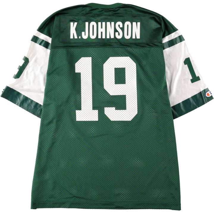 90'S Champion New York Jets 3/4 Sleeve Mesh V-Neck Game Shirt Football Shirt Men's XL (approx.) Nylon green type Vintage Second Hand