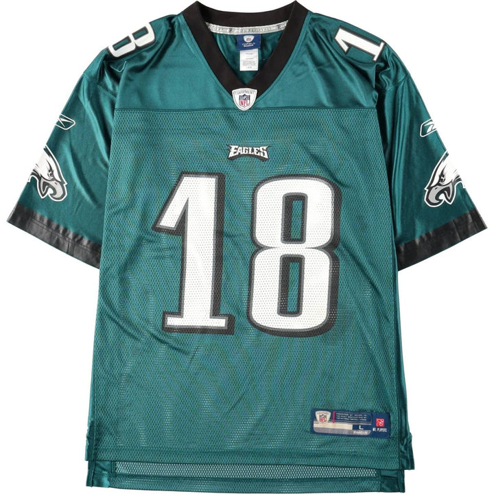 Reebok Philadelphia Eagles Mesh V-Neck Football 3/4 Sleeve T-Shirt, Men's Size L (approx.) Nylon green type Vintage Second Hand