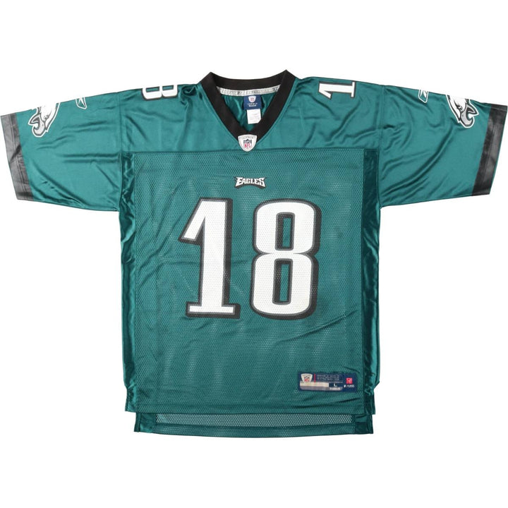 Reebok Philadelphia Eagles Mesh V-Neck Football 3/4 Sleeve T-Shirt, Men's Size L (approx.) Nylon green type Vintage Second Hand
