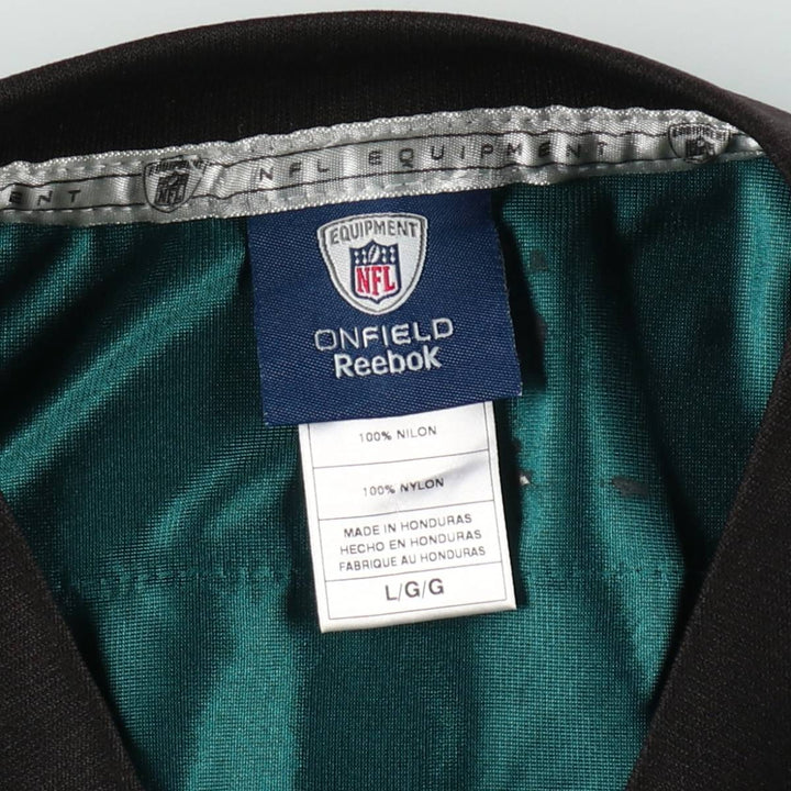 Reebok Philadelphia Eagles Mesh V-Neck Football 3/4 Sleeve T-Shirt, Men's Size L (approx.) Nylon green type Vintage Second Hand