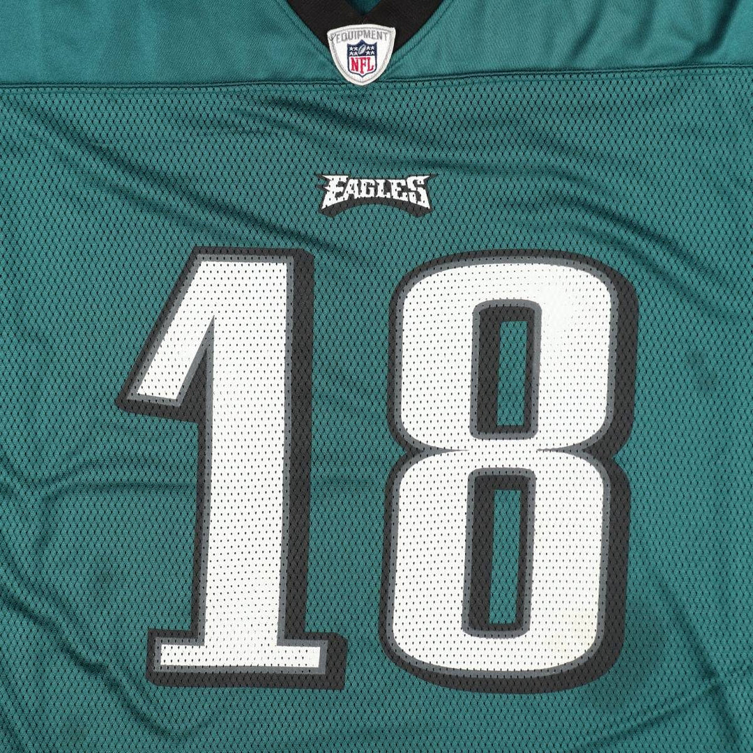 Reebok Philadelphia Eagles Mesh V-Neck Football 3/4 Sleeve T-Shirt, Men's Size L (approx.) Nylon green type Vintage Second Hand