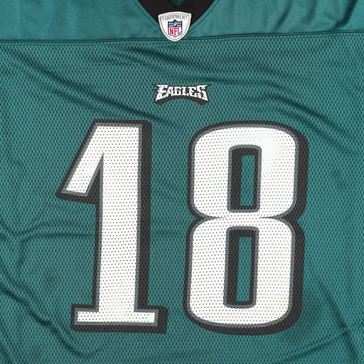 Reebok Philadelphia Eagles Mesh V-Neck Football 3/4 Sleeve T-Shirt, Men's Size L (approx.) Nylon green type Vintage Second Hand