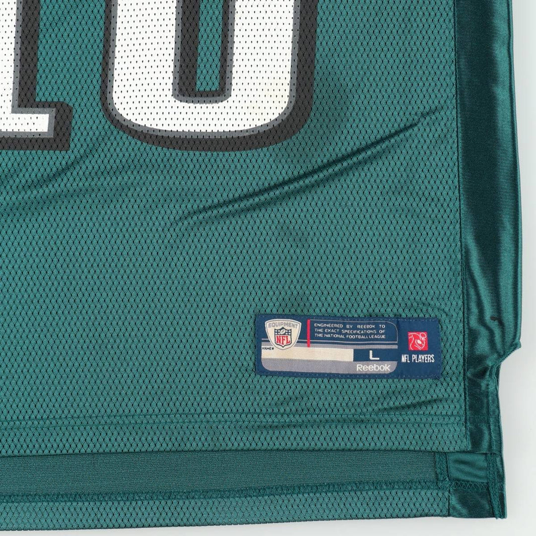 Reebok Philadelphia Eagles Mesh V-Neck Football 3/4 Sleeve T-Shirt, Men's Size L (approx.) Nylon green type Vintage Second Hand