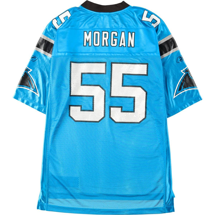 Reebok NFL Carolina Panthers Mesh V-Neck Football 3/4 Sleeve T-Shirt (Men's Size L) Nylon Blue type light blue Vintage Second Hand
