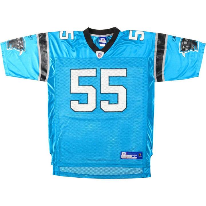 Reebok NFL Carolina Panthers Mesh V-Neck Football 3/4 Sleeve T-Shirt (Men's Size L) Nylon Blue type light blue Vintage Second Hand