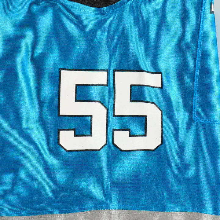 Reebok NFL Carolina Panthers Mesh V-Neck Football 3/4 Sleeve T-Shirt (Men's Size L) Nylon Blue type light blue Vintage Second Hand