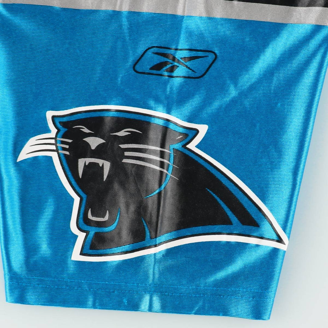 Reebok NFL Carolina Panthers Mesh V-Neck Football 3/4 Sleeve T-Shirt (Men's Size L) Nylon Blue type light blue Vintage Second Hand