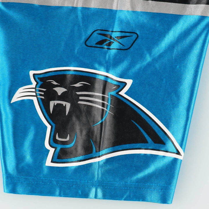 Reebok NFL Carolina Panthers Mesh V-Neck Football 3/4 Sleeve T-Shirt (Men's Size L) Nylon Blue type light blue Vintage Second Hand