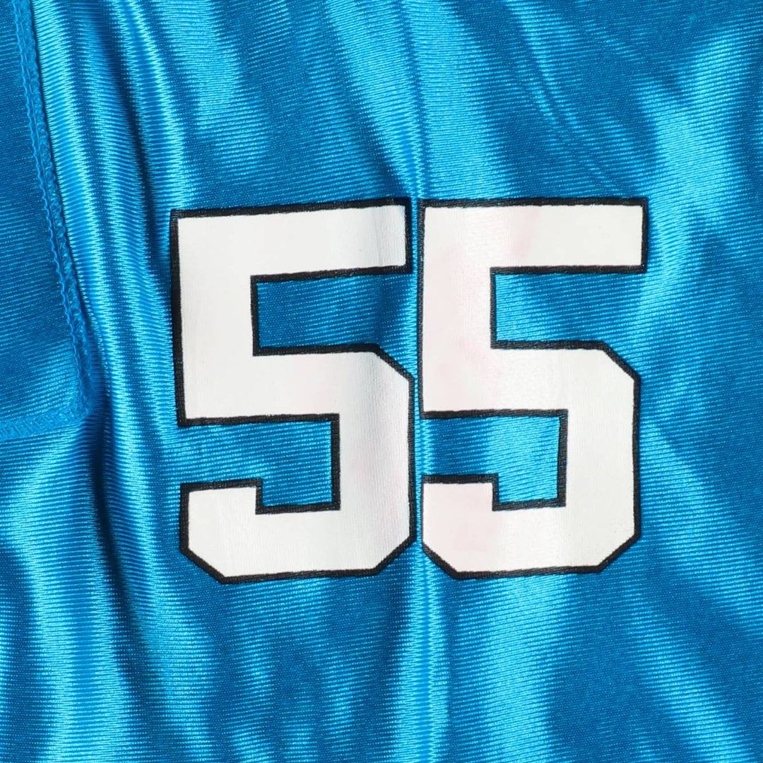 Reebok NFL Carolina Panthers Mesh V-Neck Football 3/4 Sleeve T-Shirt (Men's Size L) Nylon Blue type light blue Vintage Second Hand
