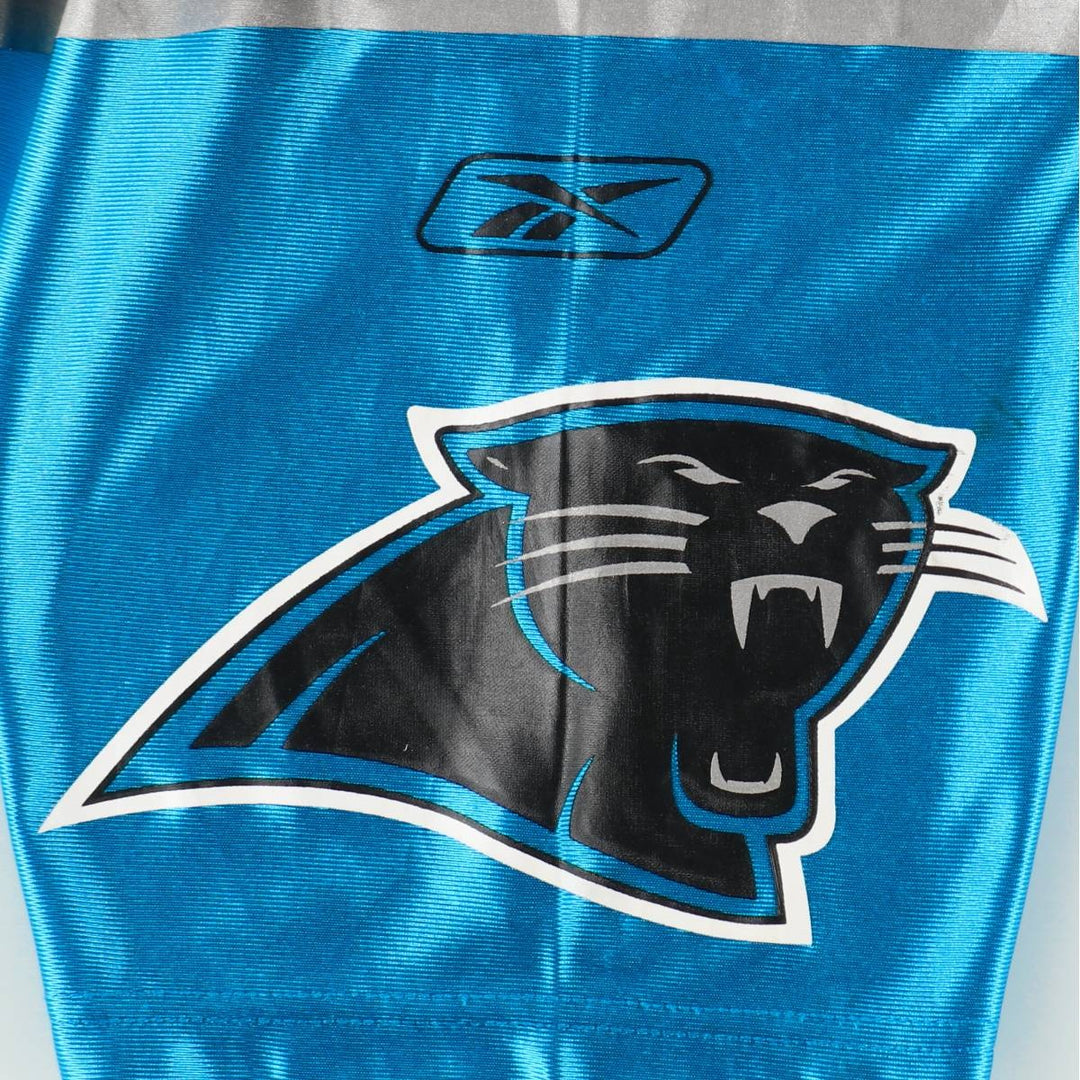 Reebok NFL Carolina Panthers Mesh V-Neck Football 3/4 Sleeve T-Shirt (Men's Size L) Nylon Blue type light blue Vintage Second Hand