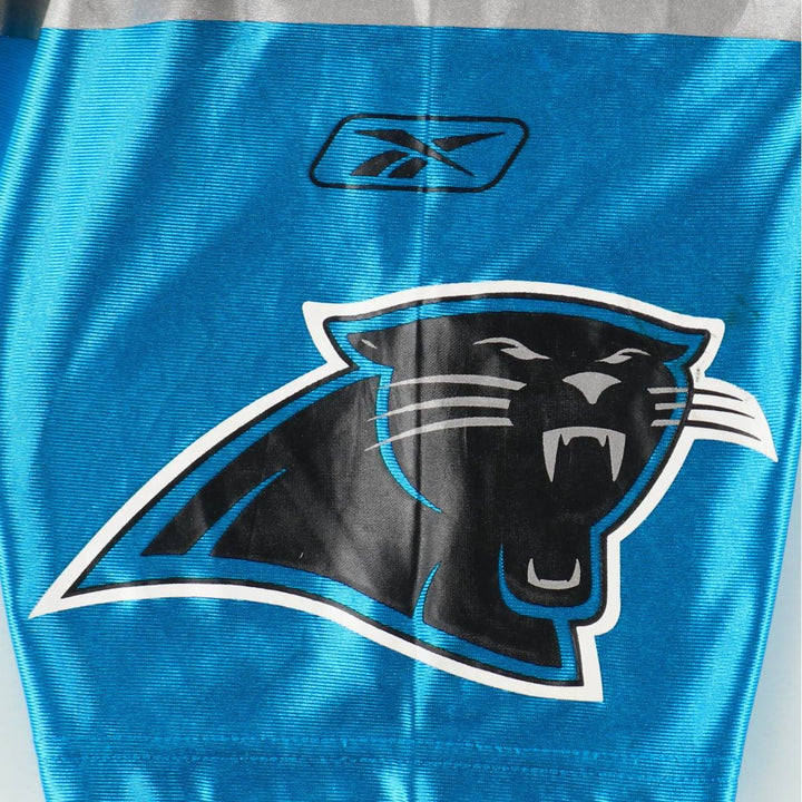 Reebok NFL Carolina Panthers Mesh V-Neck Football 3/4 Sleeve T-Shirt (Men's Size L) Nylon Blue type light blue Vintage Second Hand