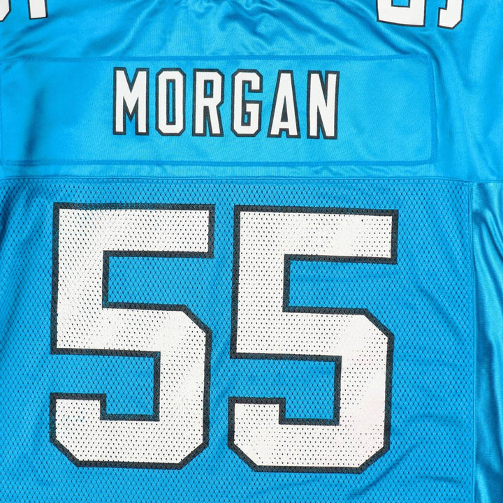 Reebok NFL Carolina Panthers Mesh V-Neck Football 3/4 Sleeve T-Shirt (Men's Size L) Nylon Blue type light blue Vintage Second Hand
