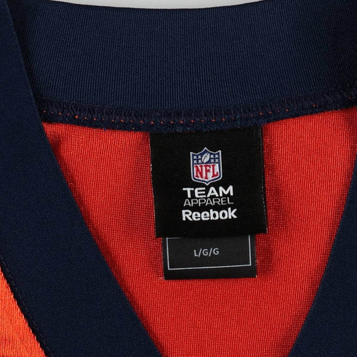 Reebok NFL Denver Broncos Mesh V-Neck Football Short Sleeve T-Shirt (Men's Size L) Nylon orange type Vintage Second Hand
