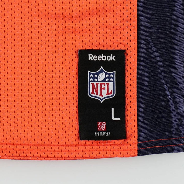 Reebok NFL Denver Broncos Mesh V-Neck Football Short Sleeve T-Shirt (Men's Size L) Nylon orange type Vintage Second Hand