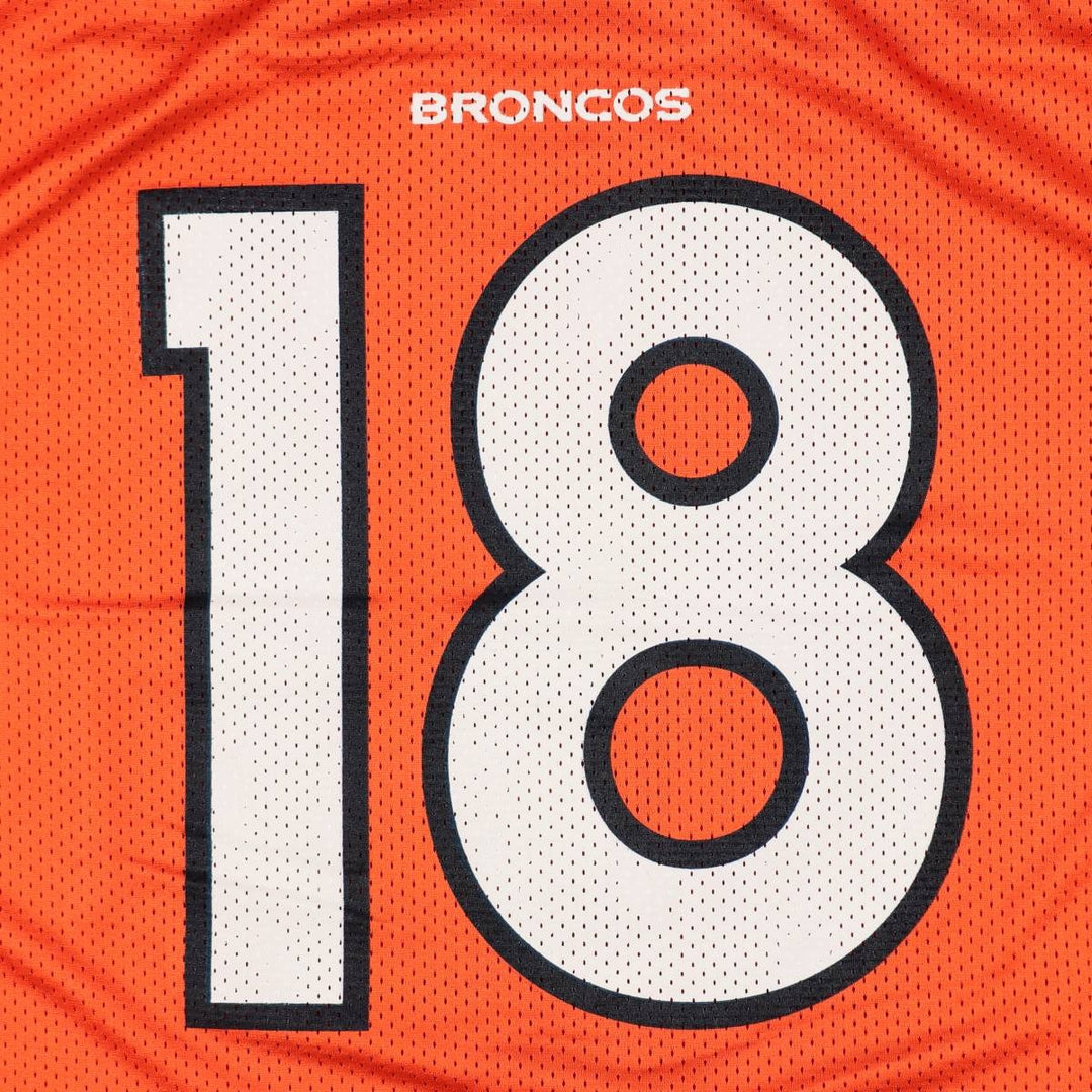 Reebok NFL Denver Broncos Mesh V-Neck Football Short Sleeve T-Shirt (Men's Size L) Nylon orange type Vintage Second Hand