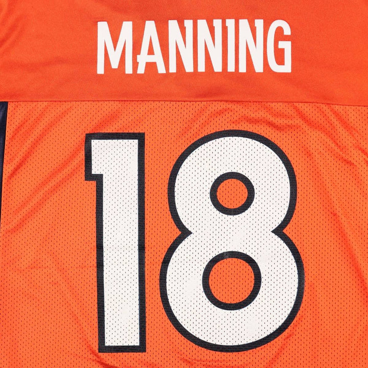 Reebok NFL Denver Broncos Mesh V-Neck Football Short Sleeve T-Shirt (Men's Size L) Nylon orange type Vintage Second Hand