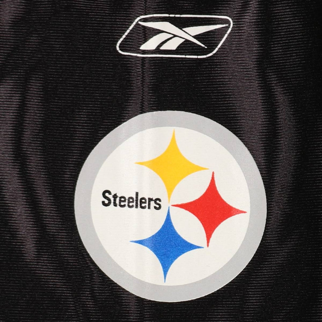 Reebok Pittsburgh Steelers Mesh V-Neck Football 3/4 Sleeve T-Shirt, Men's Size XL (approx.) Nylon black type Vintage Second Hand