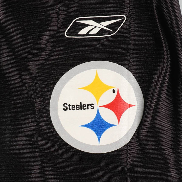 Reebok Pittsburgh Steelers Mesh V-Neck Football 3/4 Sleeve T-Shirt, Men's Size XL (approx.) Nylon black type Vintage Second Hand
