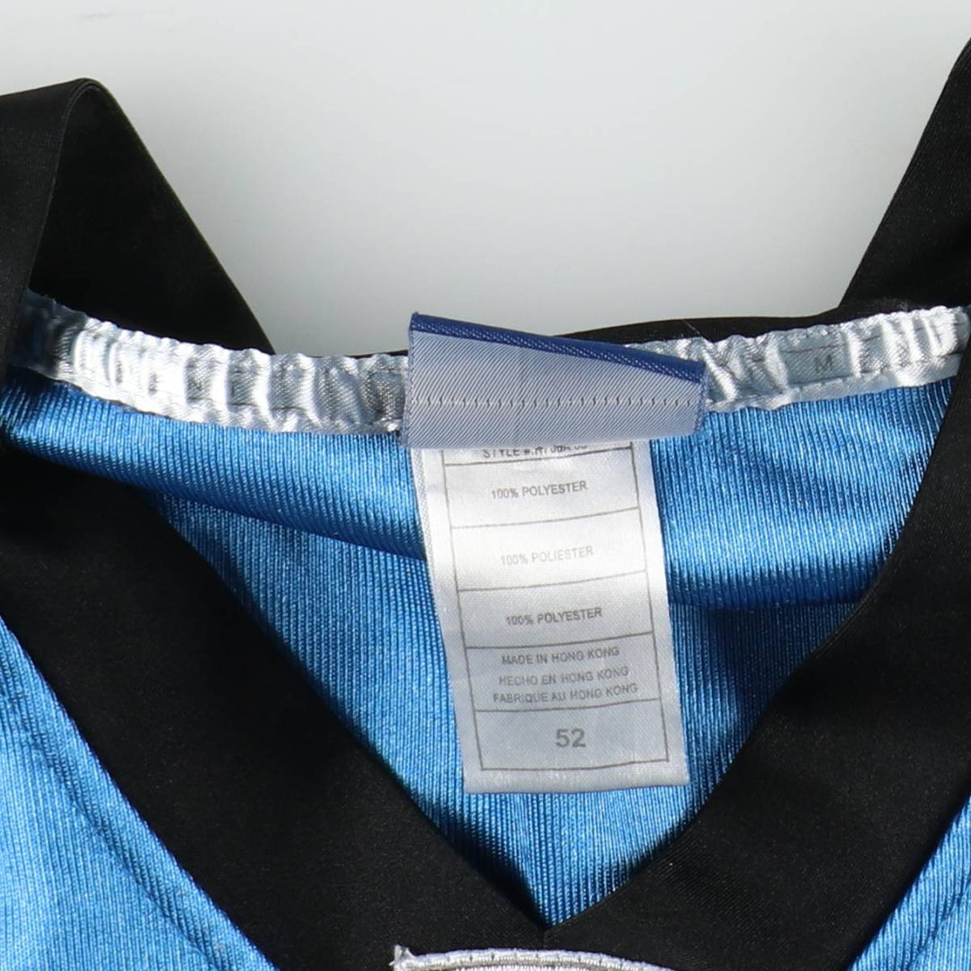 Big Size Reebok Carolina Panthers Mesh V-Neck Football 3/4 Sleeve T-Shirt (Men's XXXL equivalent) polyester Blue type light blue Vintage Second Hand