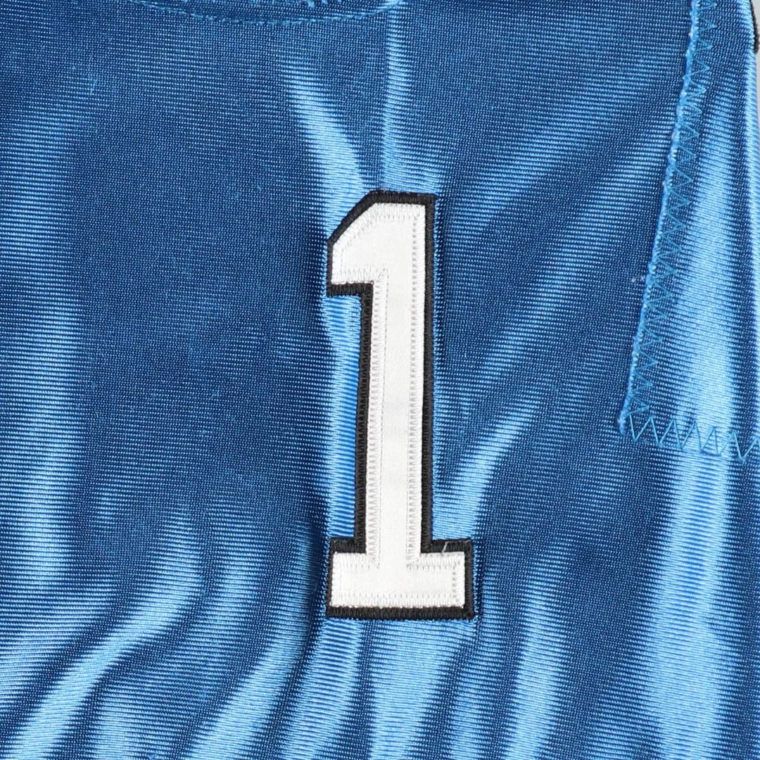 Big Size Reebok Carolina Panthers Mesh V-Neck Football 3/4 Sleeve T-Shirt (Men's XXXL equivalent) polyester Blue type light blue Vintage Second Hand