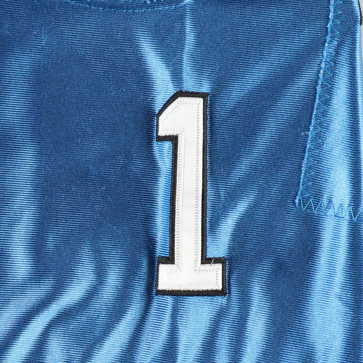 Big Size Reebok Carolina Panthers Mesh V-Neck Football 3/4 Sleeve T-Shirt (Men's XXXL equivalent) polyester Blue type light blue Vintage Second Hand