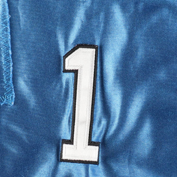 Big Size Reebok Carolina Panthers Mesh V-Neck Football 3/4 Sleeve T-Shirt (Men's XXXL equivalent) polyester Blue type light blue Vintage Second Hand