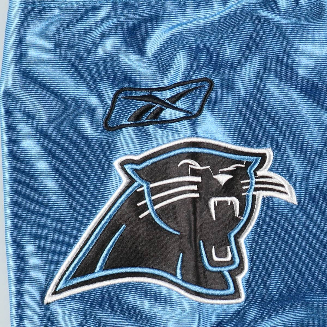 Big Size Reebok Carolina Panthers Mesh V-Neck Football 3/4 Sleeve T-Shirt (Men's XXXL equivalent) polyester Blue type light blue Vintage Second Hand