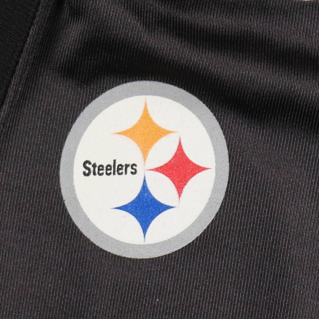 Reebok Pittsburgh Steelers Mesh V-Neck Football 3/4 Sleeve T-Shirt, Men's Size XL (approx.) Nylon black type Vintage Second Hand