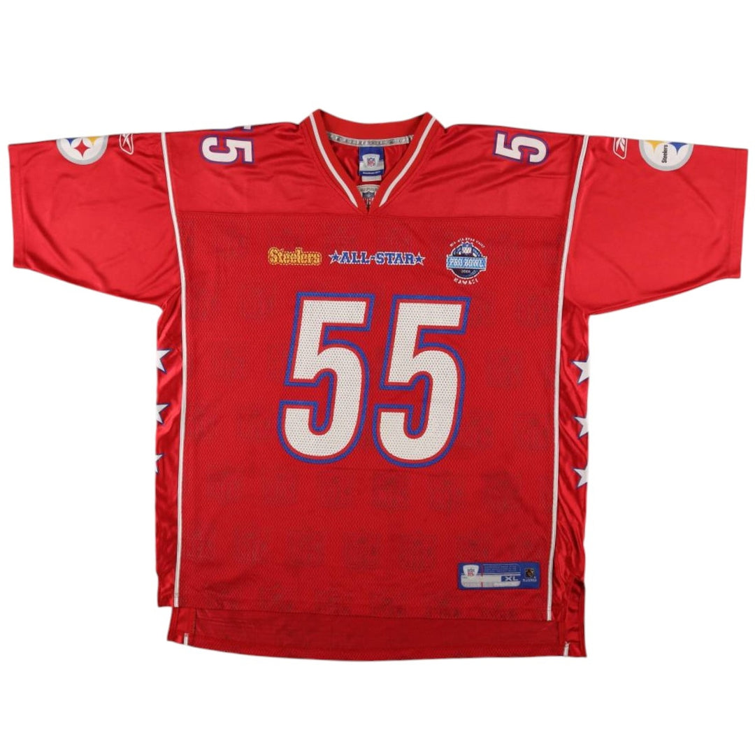 Reebok Pittsburgh Steelers Mesh V-Neck 3/4 Sleeve Football T-Shirt (Men's XL equivalent) Nylon red type Vintage Second Hand
