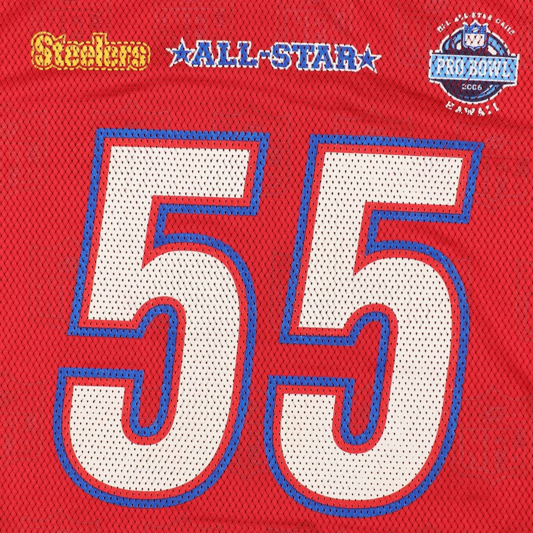 Reebok Pittsburgh Steelers Mesh V-Neck 3/4 Sleeve Football T-Shirt (Men's XL equivalent) Nylon red type Vintage Second Hand