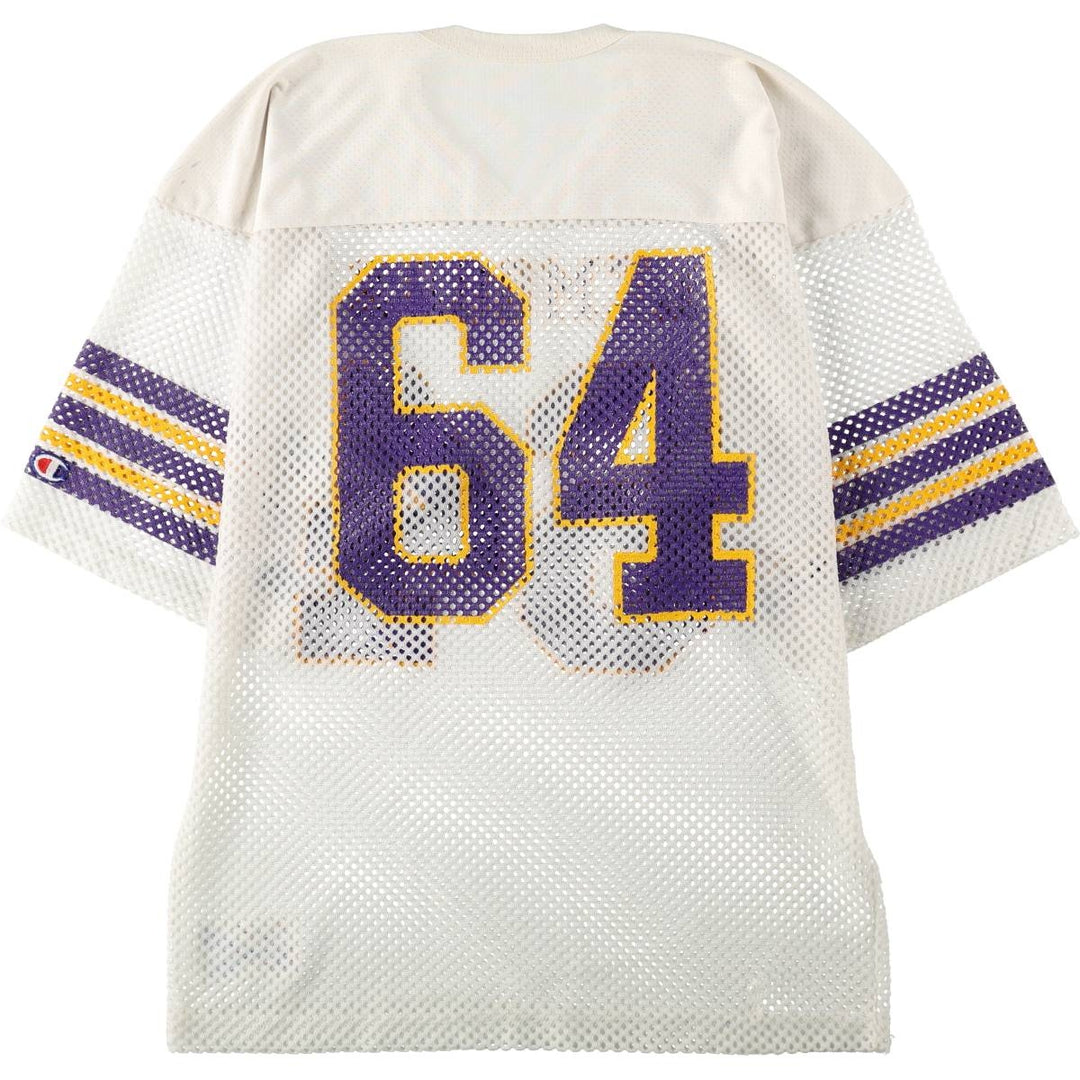 80s-90'S Champion Minnesota Vikings V-neck Mesh Football 3/4 Sleeve T-shirt, Men's XL equivalent, Vintage Nylon white type Vintage Second Hand