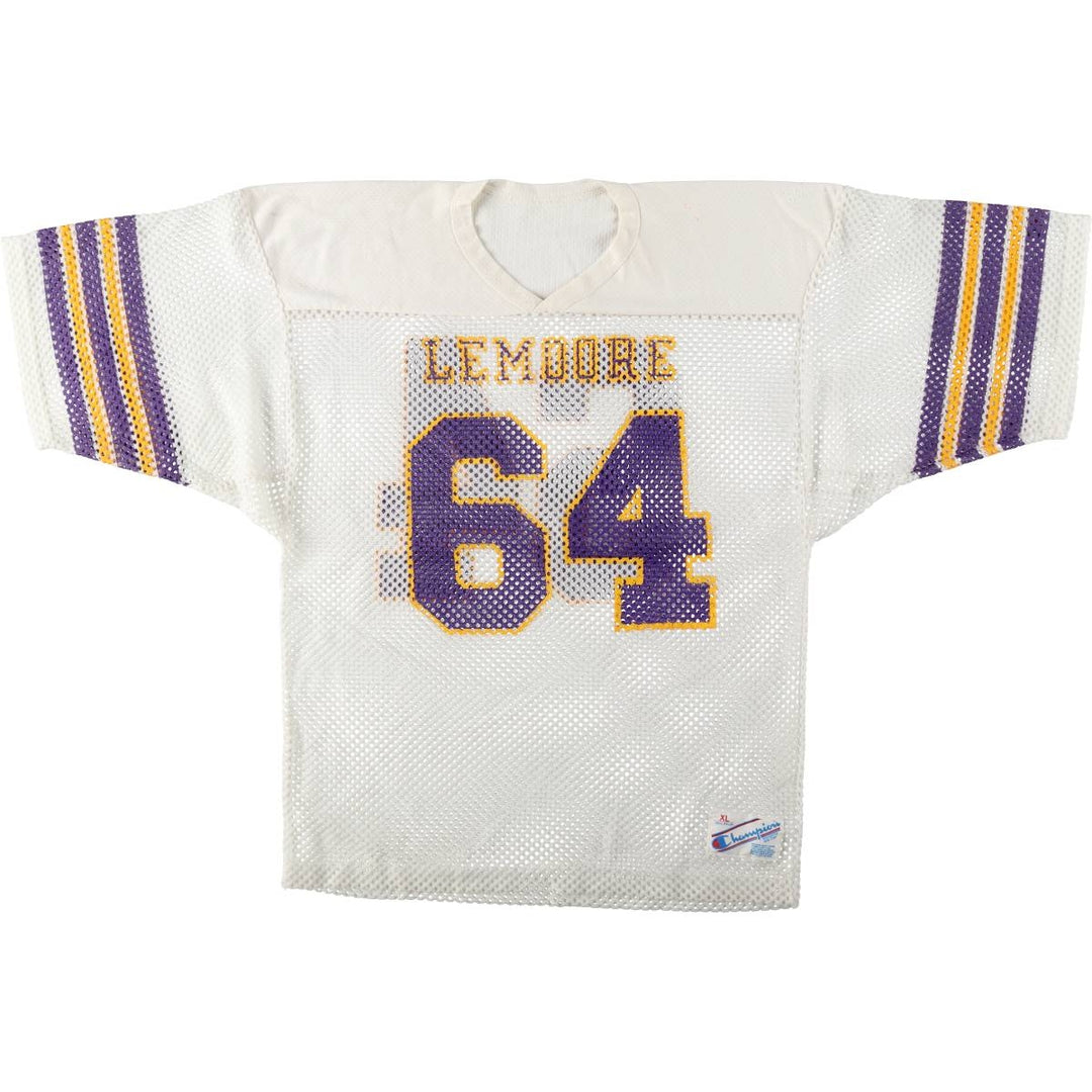 80s-90'S Champion Minnesota Vikings V-neck Mesh Football 3/4 Sleeve T-shirt, Men's XL equivalent, Vintage Nylon white type Vintage Second Hand