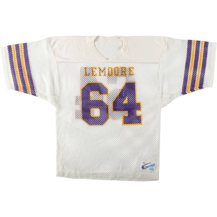 80s-90'S Champion Minnesota Vikings V-neck Mesh Football 3/4 Sleeve T-shirt, Men's XL equivalent, Vintage Nylon white type Vintage Second Hand