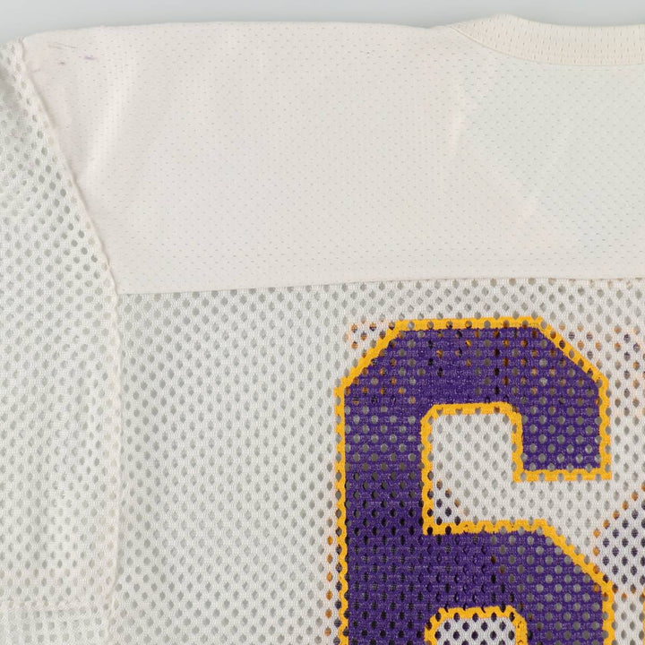 80s-90'S Champion Minnesota Vikings V-neck Mesh Football 3/4 Sleeve T-shirt, Men's XL equivalent, Vintage Nylon white type Vintage Second Hand