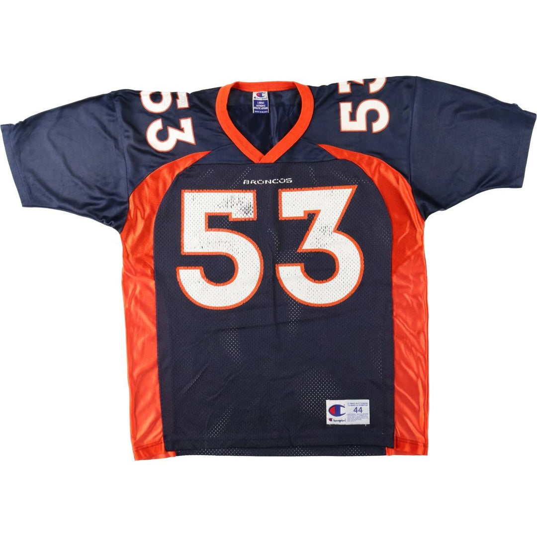 90'S Champion Denver Broncos V-neck Mesh Football 3/4 Sleeve T-Shirt, Men's Size L (Equivalent), Vintage Nylon navy blue type Vintage Second Hand